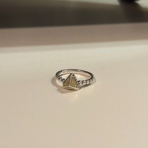 Lagos KLS Sterling Silver 18K Gold Pyramid Stackable Ring 7